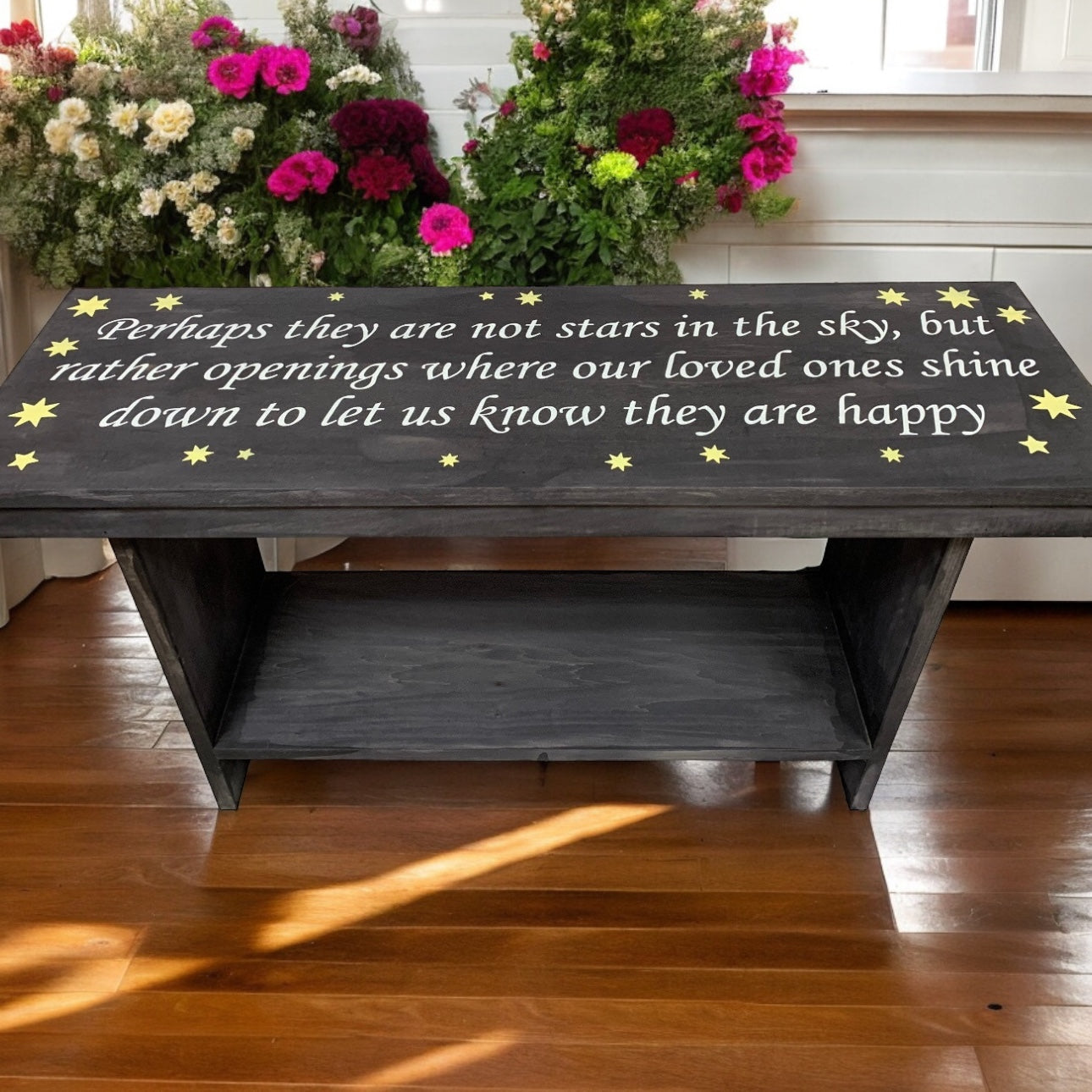 Stars in the Sky Bench | Memorial Bench | Entryway Bench | Farmhouse Bench