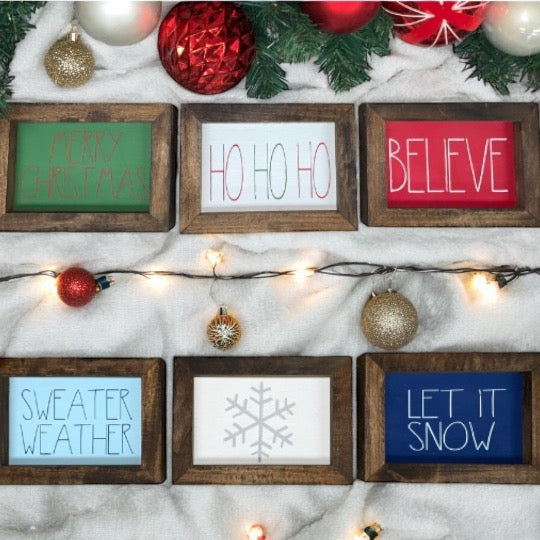 Reversible - Winter/Christmas Mini Set of 3 | Rae Dunn Inspired Signs | Farmhouse Set