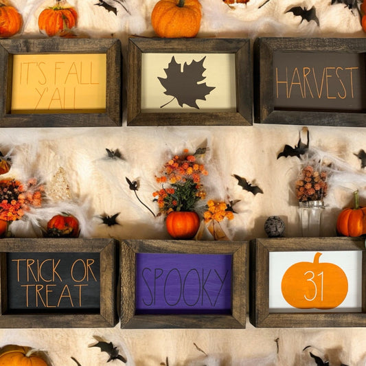 Reversible - Fall/Halloween Mini Set of 3 | Rae Dunn Inspired Signs | Farmhouse Set