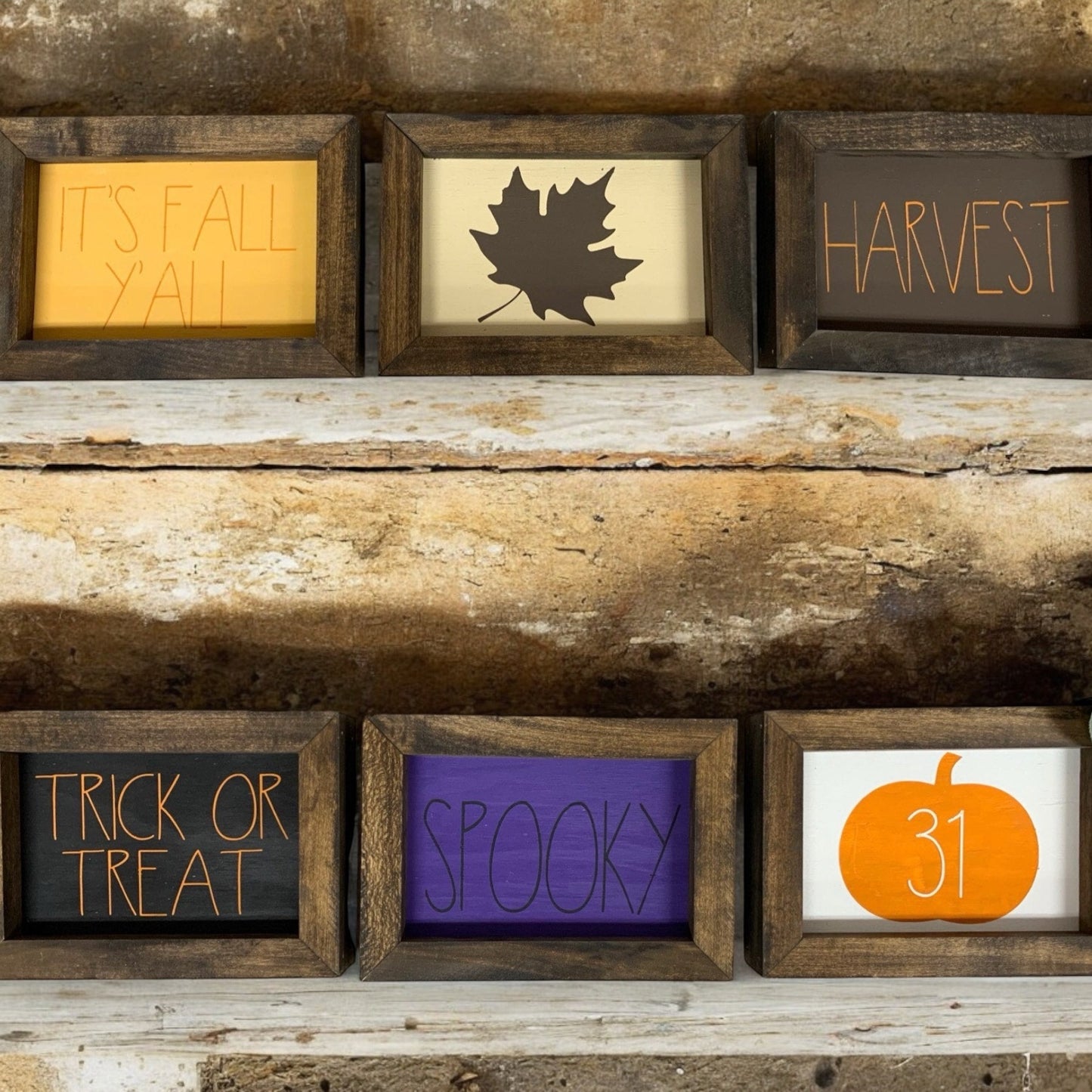 Reversible - Fall/Halloween Mini Set of 3 | Rae Dunn Inspired Signs | Farmhouse Set