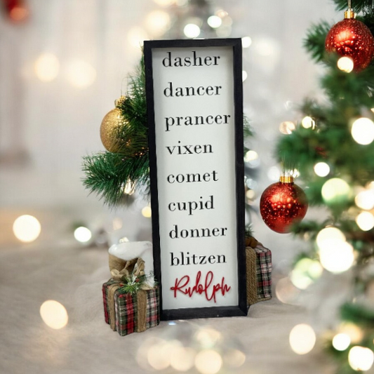 Reindeer Name Vertical Farmhouse Sign | Farmhouse Christmas | Modern Christmas Decor | Reindeer Sign | Reindeer Names