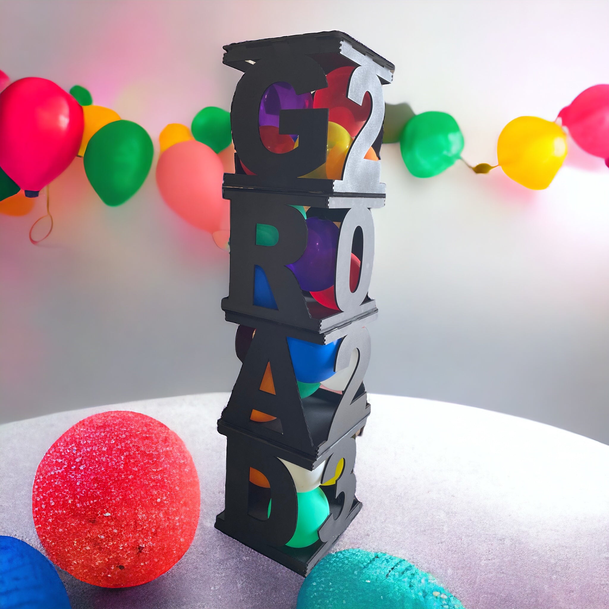 Graduation Balloon Box Decor | Grad Party Backdrop Boxes – Bailey Horn ...