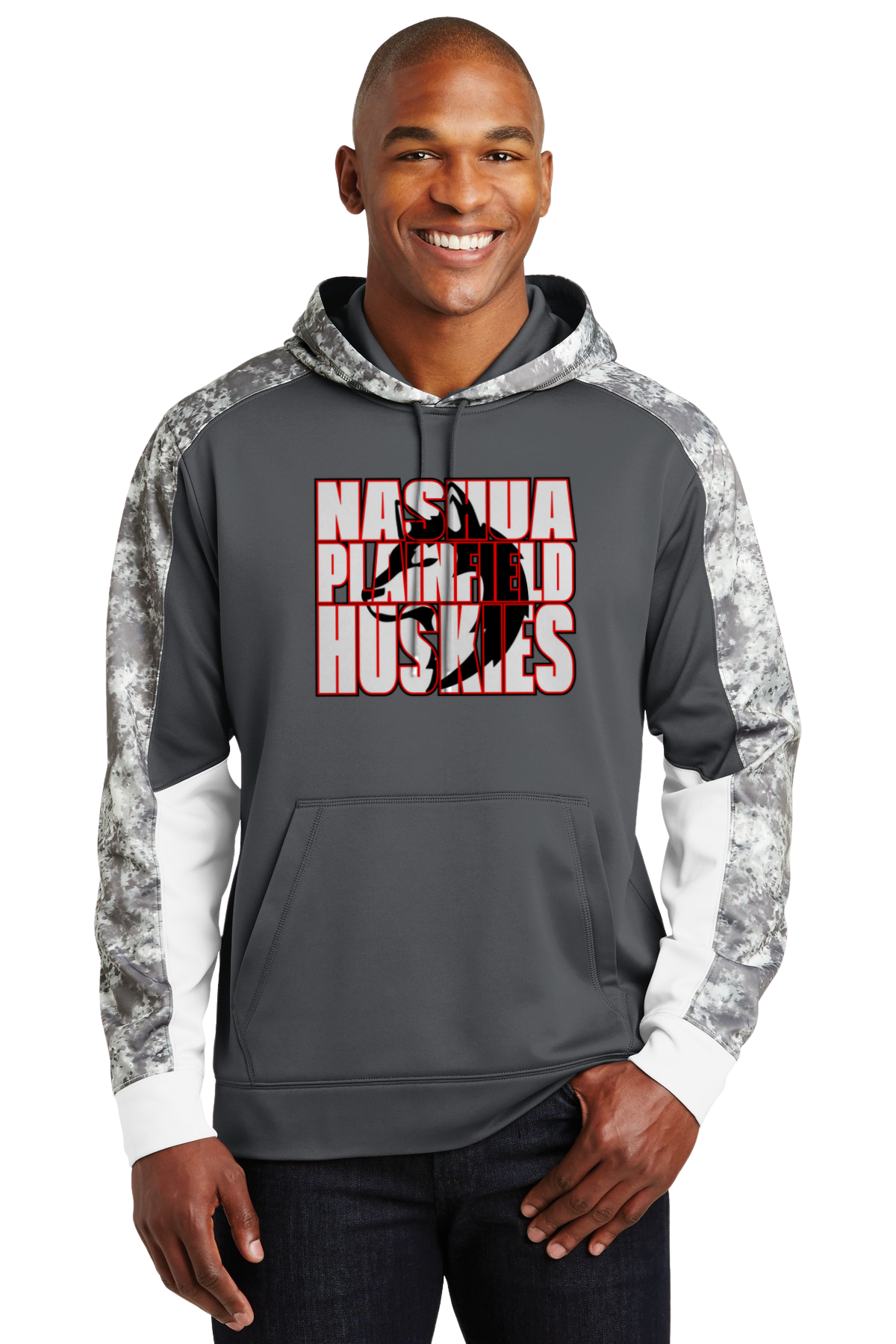 Nashua-Plainfield Huskies CamoHex Performance Hoodie – Adult & Youth Sizes