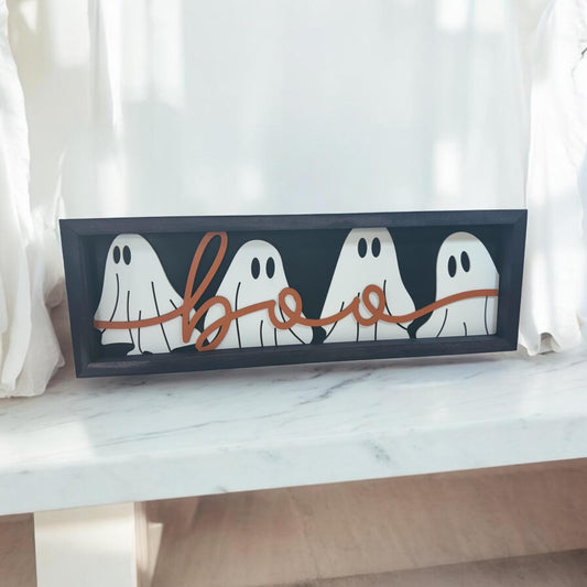 Boo Ghost Halloween Farmhouse Sign | Halloween Farmhouse Sign | Halloween 3D Sign | Halloween Decor | Halloween Sign