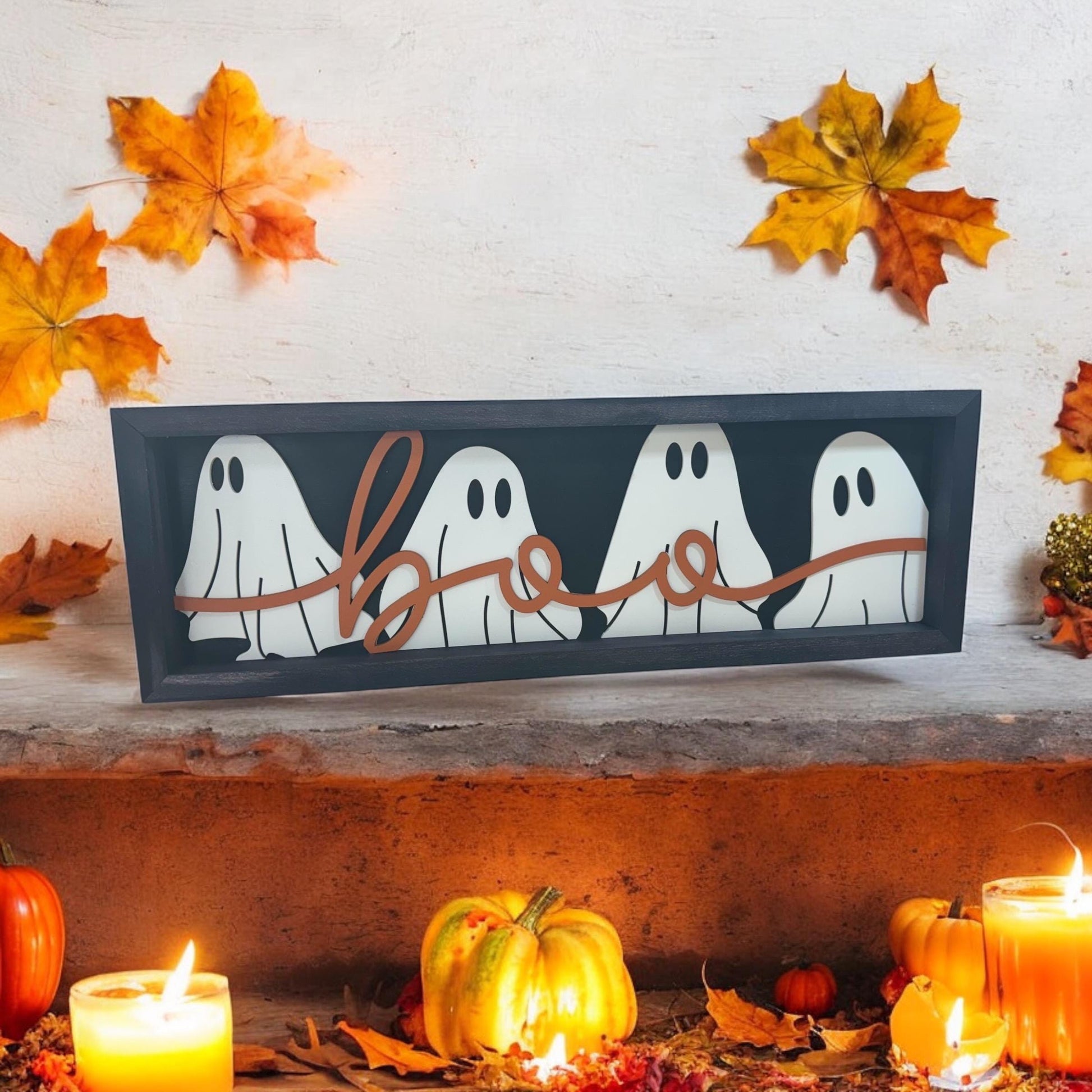 Boo Ghost Halloween Farmhouse Sign | Halloween Farmhouse Sign | Halloween 3D Sign | Halloween Decor | Halloween Sign