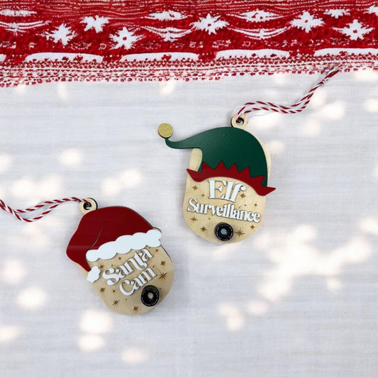 Santa Cam & Elf Surveillance Ornaments | Christmas Tree Ornament | Santa Camera | Elf Camera | Kids Christmas Tree Ornament