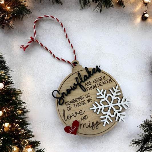 Snowflakes Are Kisses From Heaven Personalized Ornament | Christmas Memorial Gift | Grievance Gift | Condolence Gift | Sympathy Gift