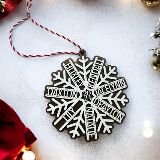 Personalized Snowflake Christmas Tree Ornament | Personalized Family Christmas Ornament | Personalized Grandchildren Christmas Ornament