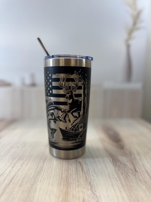 Outdoor Adventure Engraved Tumbler | Fisherman Tumbler | Hunter Tumbler | Father's Day Gift | Fisherman Gift | Hunter Gift | Dad Tumbler