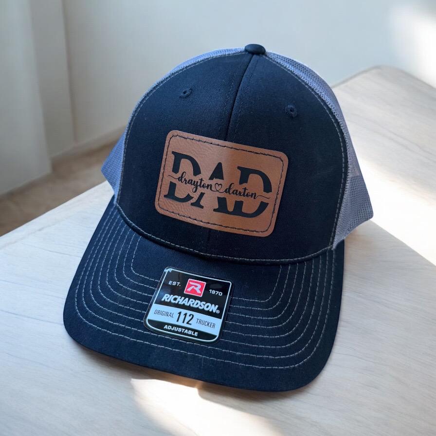 Personalized {Richardson 112} Leather Patch Hat | Fathers Day Gift | Child’s Names Hat | Personalzied Grandpa Gift