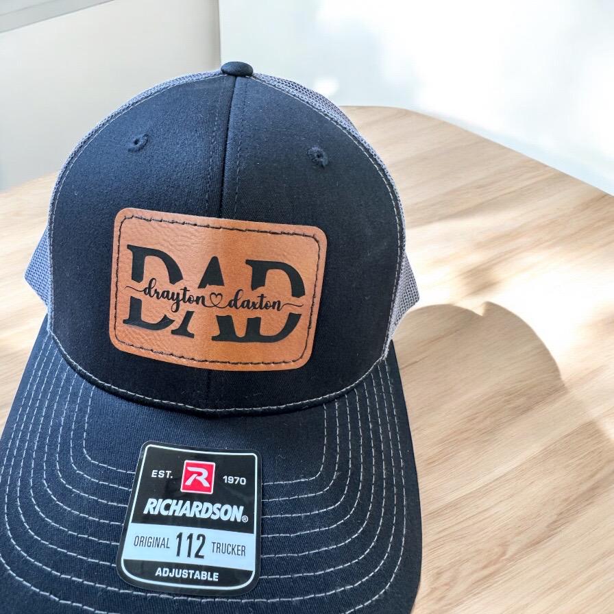Personalized {Richardson 112} Leather Patch Hat | Fathers Day Gift | Child’s Names Hat | Personalzied Grandpa Gift