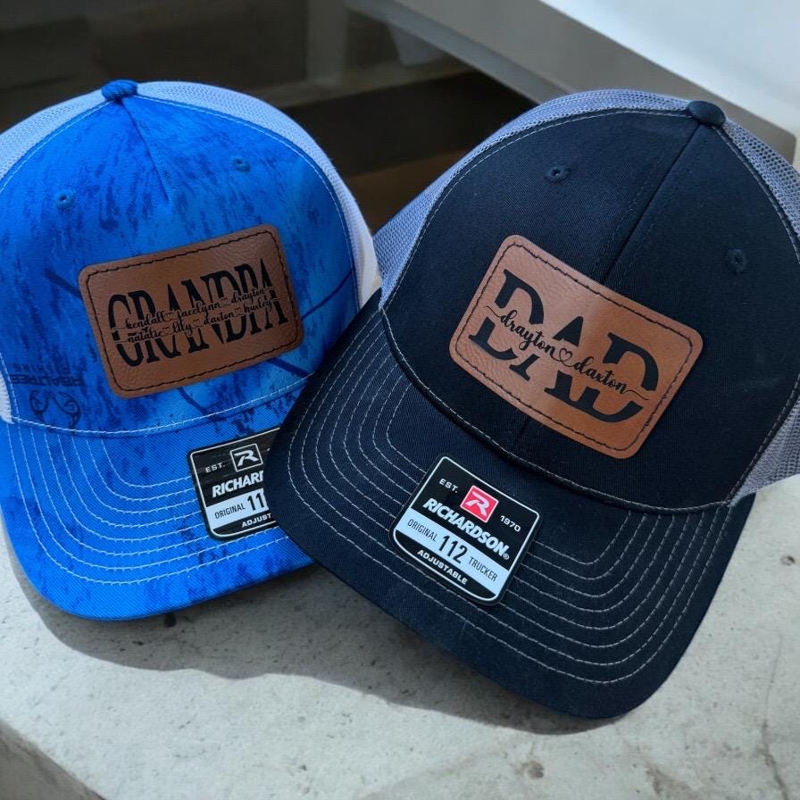 Personalized {Richardson 112} Leather Patch Hat | Fathers Day Gift | Child’s Names Hat | Personalzied Grandpa Gift