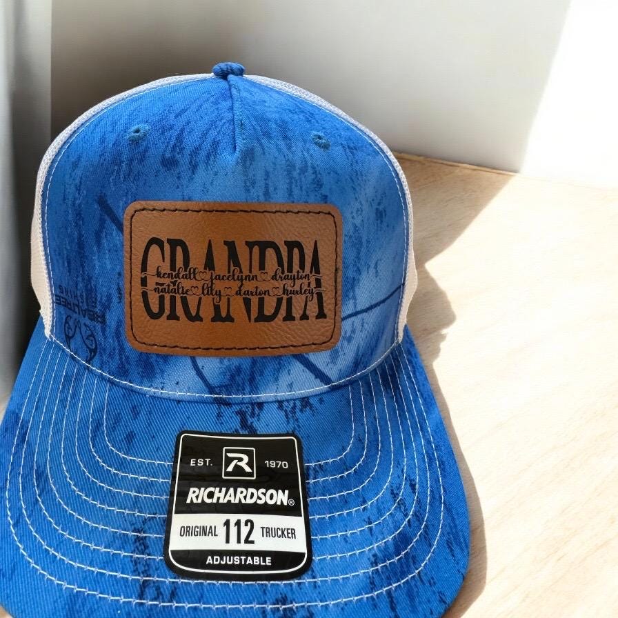 Personalized {Richardson 112} Leather Patch Hat | Fathers Day Gift | Child’s Names Hat | Personalzied Grandpa Gift