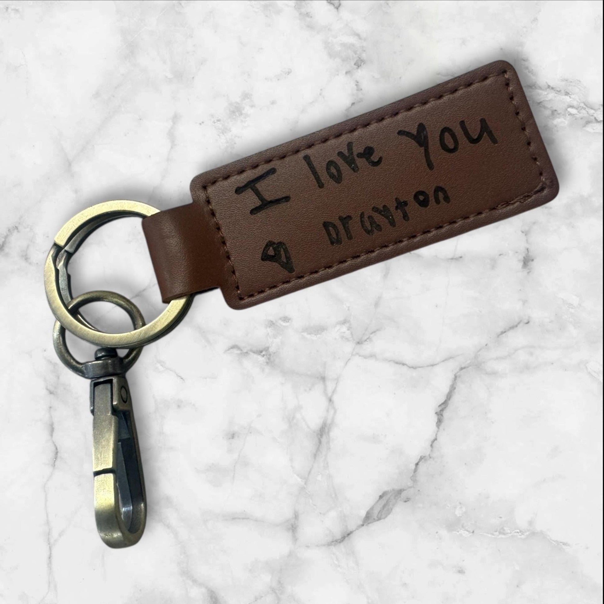 “Mother’s Day or Father’s Day gift keychain with child signature”