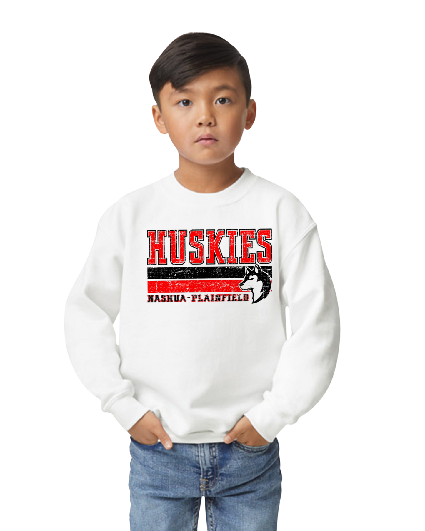 Nashua-Plainfield Huskies Striped Crewneck – Adult & Youth Sizes