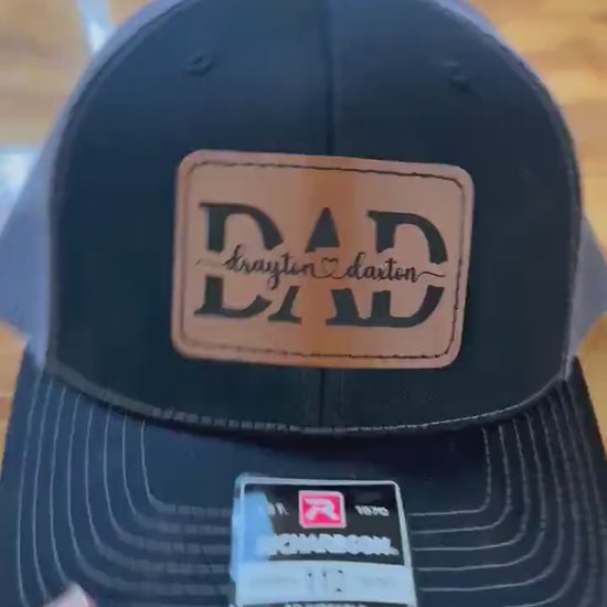 Personalized {Richardson 112} Leather Patch Hat | Fathers Day Gift | Child’s Names Hat | Personalzied Grandpa Gift