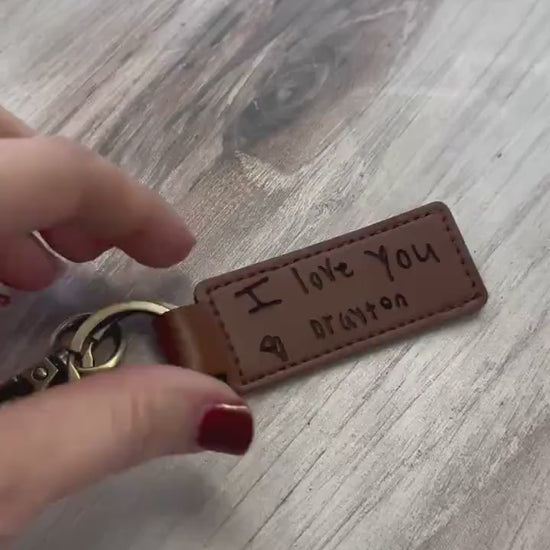 Custom Handwritten Leather Keychain | Engraved Message Keepsake | Mother’s Day or Father’s Day Gift | Stocking Stuffer | Memorial Gift
