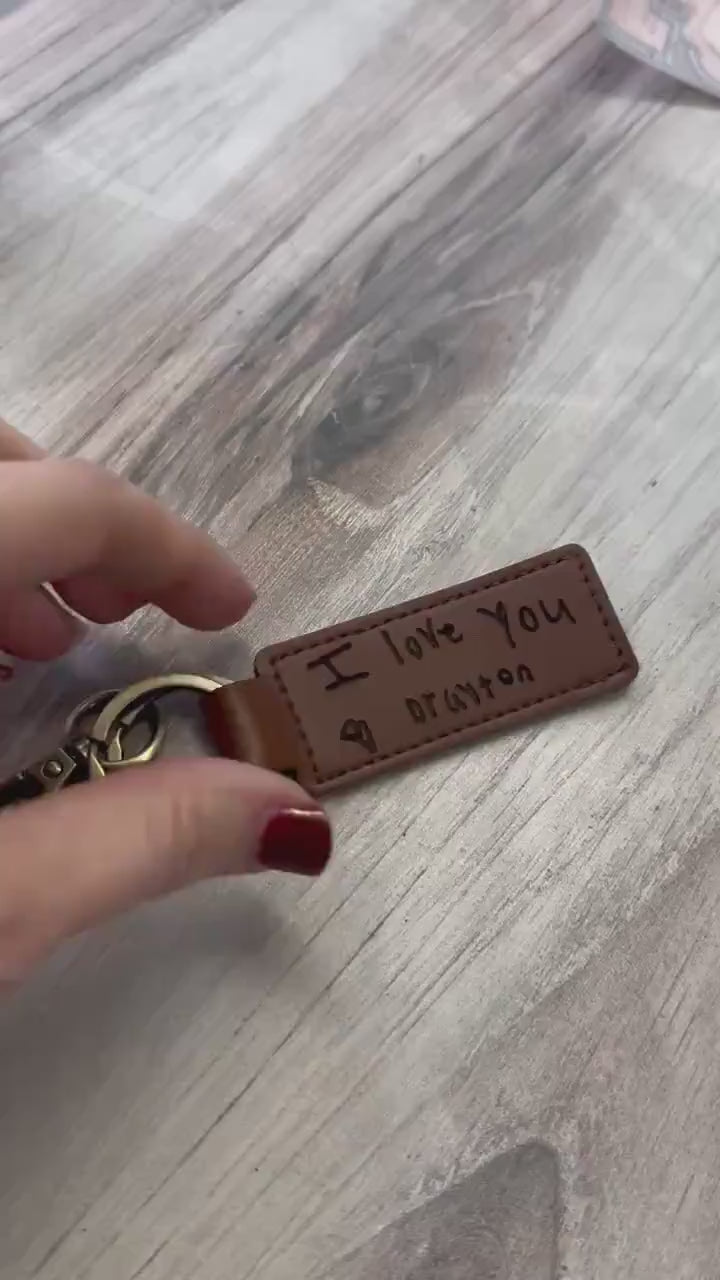 Custom Handwritten Leather Keychain | Engraved Message Keepsake | Mother’s Day or Father’s Day Gift | Stocking Stuffer | Memorial Gift