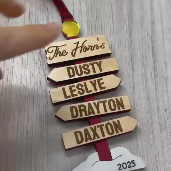 Custom Family Signpost Ornament | Personalized Family Christmas Ornament | Personalized Grandchildren Christmas Ornament