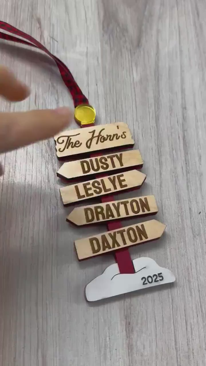 Custom Family Signpost Ornament | Personalized Family Christmas Ornament | Personalized Grandchildren Christmas Ornament
