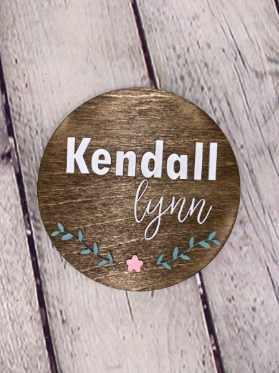 Round 3D Baby Announcement Name Sign I Laser Cut Baby Announcement I 3D Baby Name Sign I Hospital Name Sign I Newborn Name Sign
