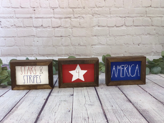 Summer/4th of July Reversible Farmhouse Set of 3 | 4th Of July  Decor | Patriotic Decor | Summer Decor | Reversible Holiday