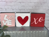 Reversible - 3D Valentine/St. Patrick's Day Mini Block Set of 3 | Valentine Decor | St. Patrick's Day Decor | Farmhouse Blocks