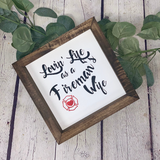Lovin Life As A Fireman's Wife Farmhouse Mini Sign | Thin Red Line Decor | Fireman Gift | Firefighter Wife Gift