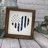 Police Heart Farmhouse Mini Sign | Thin Blue Line Decor | Police Officer Gift | Police Officer Wife Gift