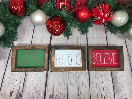 Reversible - Winter/Christmas Mini Set of 3 | Rae Dunn Inspired Signs | Farmhouse Set