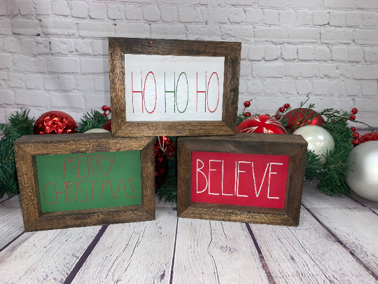 Reversible - Winter/Christmas Mini Set of 3 | Rae Dunn Inspired Signs | Farmhouse Set