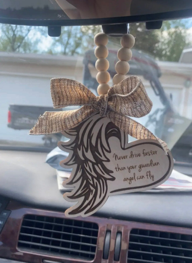 Never Drive Faster Than Your Guardian Angel Can Fly Car Mirror Charm | Car Charm | Rear View Mirror Charm | New Driver Gift