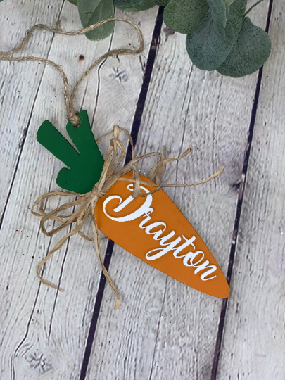 Personalized Easter Basket 3D Carrot Tag | Spring Decor | Personalized Easter Decor | Easter Place Setting Tag