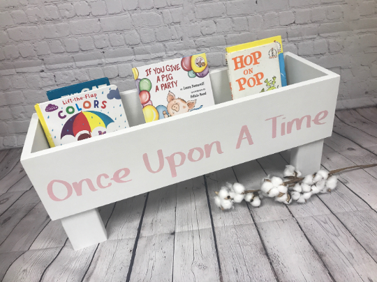 Once Upon A Time Children's Book Bin | Children's Book Box | Children's Bookcase | Nursery Book Storage | Nursery Decor | Baby Shower Gift