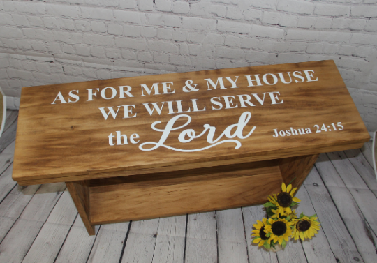 Serve the Lord Bench | Entryway Bench | Mudroom Bench | Farmhouse Bench | Wooden Bench