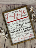 In This Firefighter Home | Farmhouse Sign | Firefighter Gift | Firefighter Decor | Fireman Sign | Gifts for Him| Thin Red Line Sign