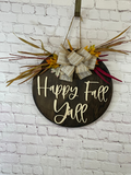 Happy Fall Y'all Front Door Sign | Fall Front Door Decor | Round Door Sign | Door Hanger | Fall Decor