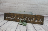 Grateful Thankful Blessed Rustic Sign