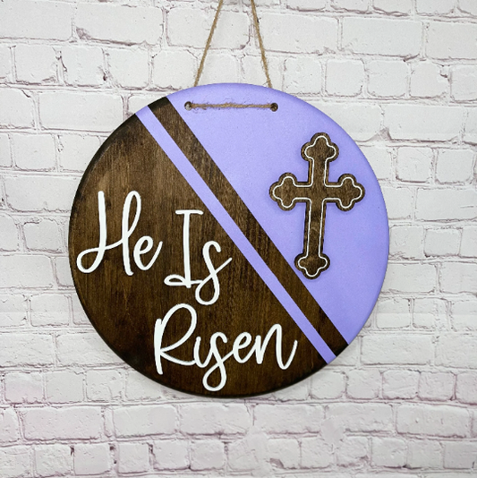 He Is Risen Religious Easter Door Round | Spring Decor | 3D Easter Decor | Easter Door Sign | Easter Round Sign