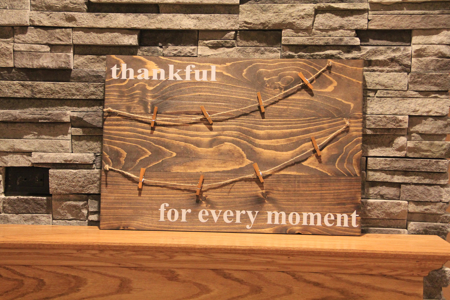 Thankful for every moment Photo Holder Sign | Rustic Picture Holder