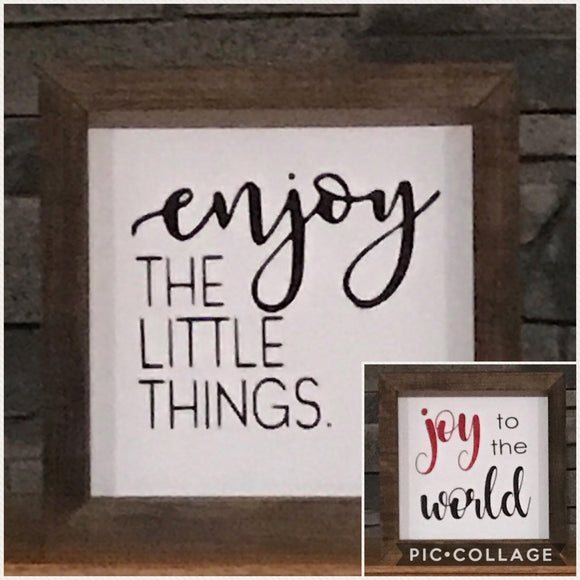 REVERSIBLE Farmhouse Mini | Enjoy Little Things | Joy To the World | Christmas Sign | Everyday Signs