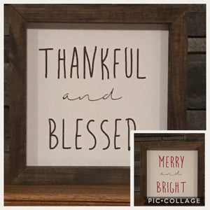 Reversible - Thankful Blessed Merry Bright Farmhouse | Reversible Farmhouse | Fall Decor | Christmas Decor