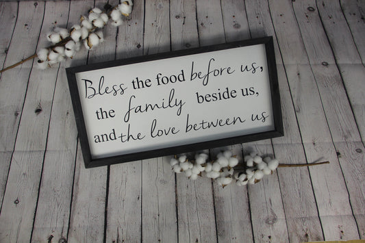 Bless The Food Before Us The Family Beside Us and The Love Between Us Sign | Farmhouse Sign | Dining Room Sign
