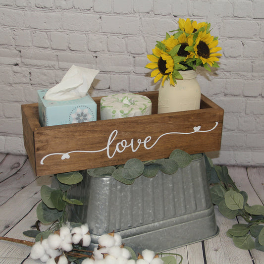 Love Back of Toilet Box | Farmhouse Crate | Farmhouse Centerpiece | Toilet Tray | Mason Jar Crate