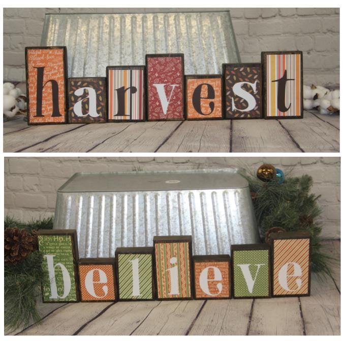 Harvest Believe Reversible Blocks | Harvest Decor | Fall Decor | Christmas Decor | Reversible Holiday Blocks