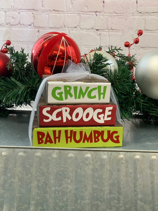 Grinch Stacker Blocks | Christmas Decor | Grinch Decor | Schrooge Decor | Bah Humbug Decor