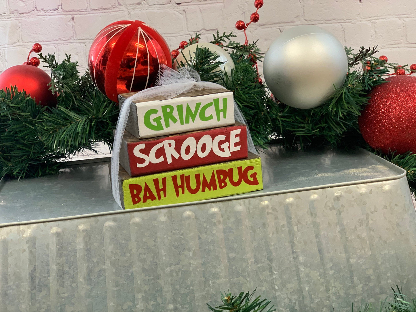 Grinch Stacker Blocks | Christmas Decor | Grinch Decor | Schrooge Decor | Bah Humbug Decor
