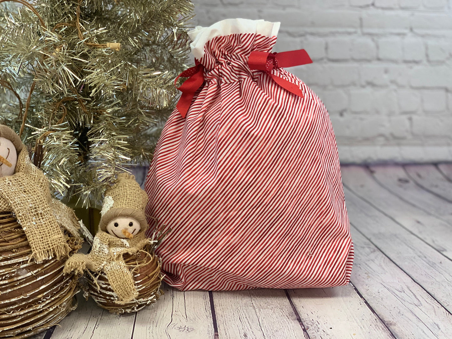 Small Reusable Christmas Gift Bag | Santa Bag | Reusable wrapping | Fabric Gift Bag