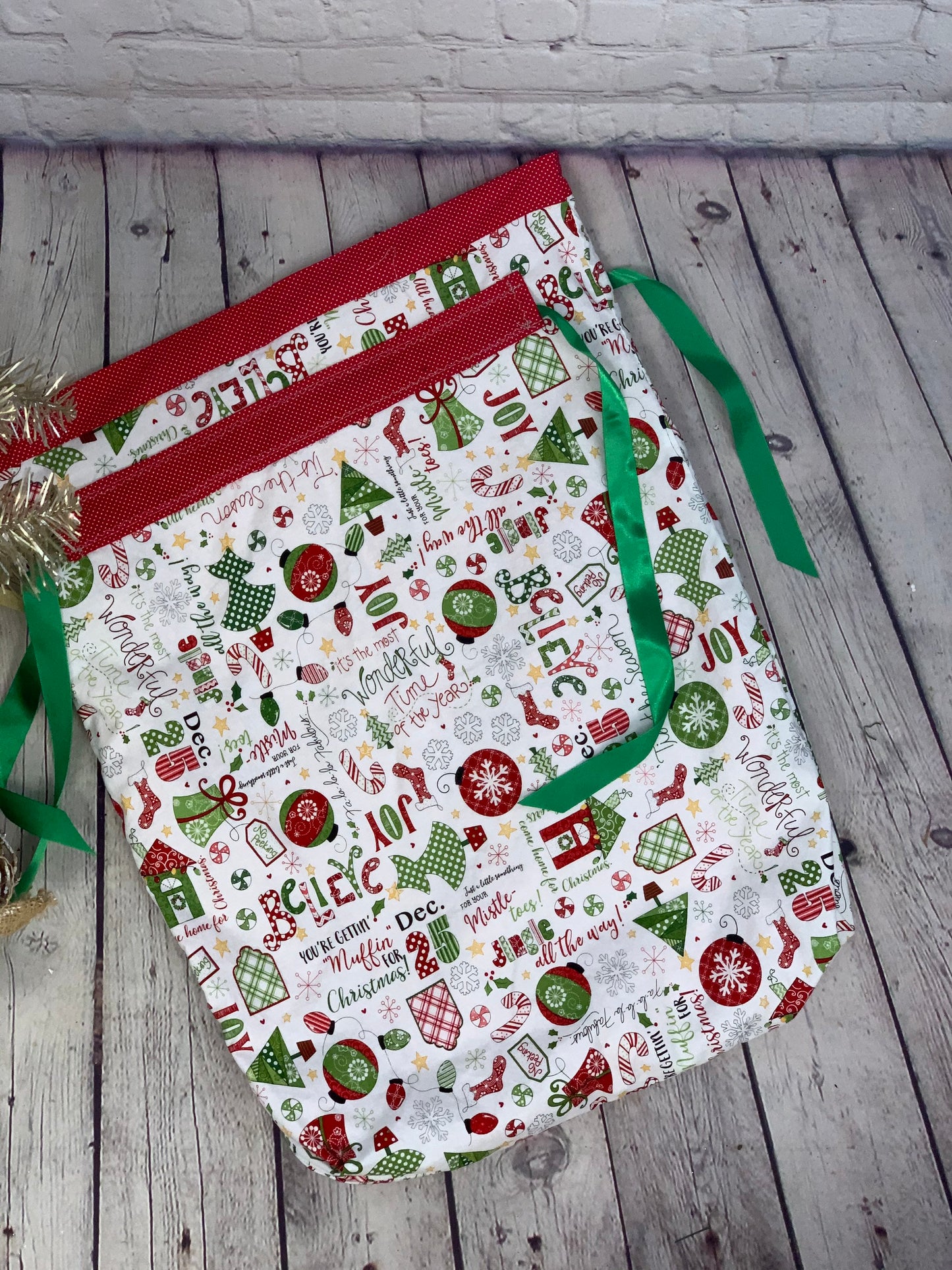 Large Reusable Christmas Gift Bag | Santa Bag | Reusable wrapping | Fabric Gift Bag