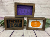 Reversible - Fall/Halloween Mini Set of 3 | Rae Dunn Inspired Signs | Farmhouse Set